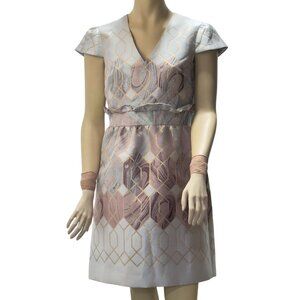 Ted Baker Ingrida Jacquard Metallic Dress Women's Size Ted 3 US 8 UK 12